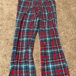 Men Plaid Fleece Pajama Pants - Red & Blue